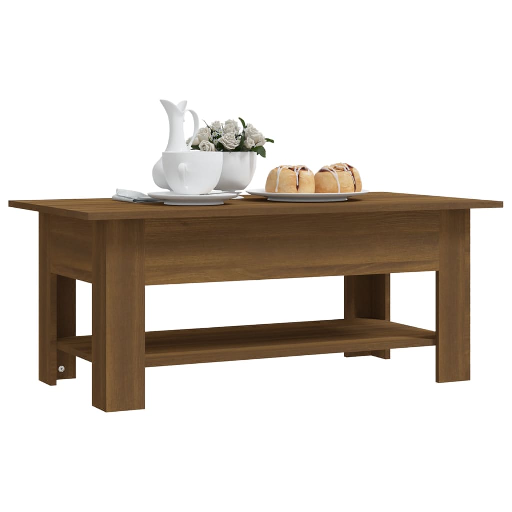 vidaXL Table basse aspect chêne marron 102x55x42 cm, bois d'ingénierie