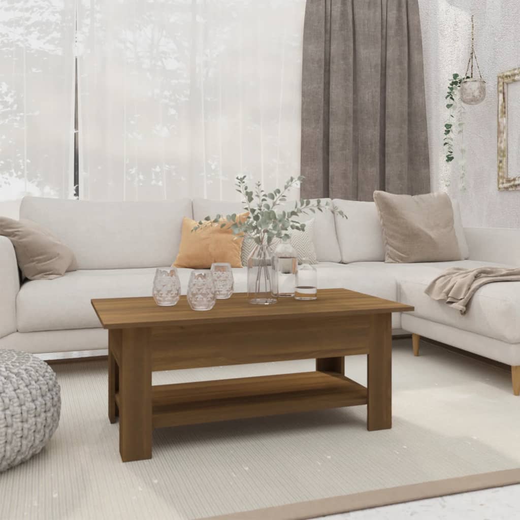 vidaXL Table basse aspect chêne marron 102x55x42 cm, bois d'ingénierie