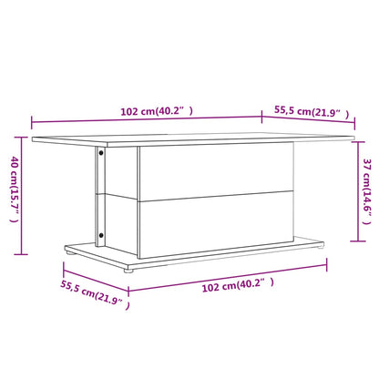 vidaXL Couchtisch Grau Sonoma 102x55,5x40 cm Holzwerkstoff