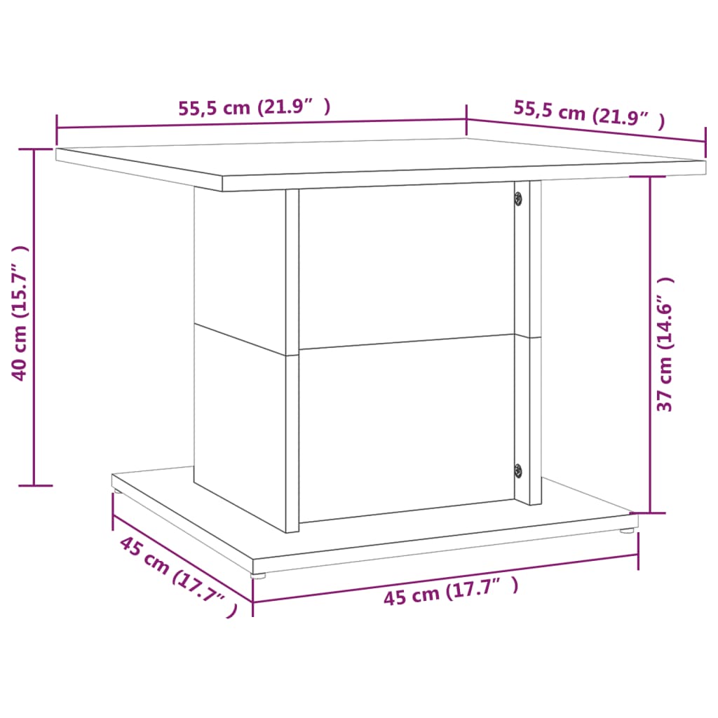 vidaXL Couchtisch Räuchereiche 55,5x55,5x40 cm Holzwerkstoff