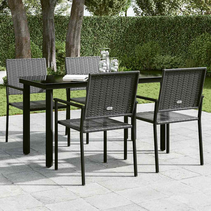 vidaXL Garten-Esstisch Schwarz 140x70x74 cm Stahl und Glas