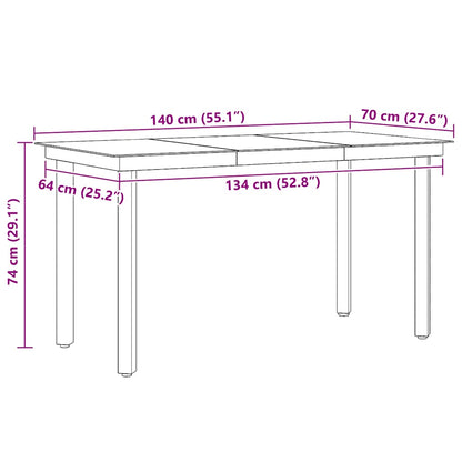 vidaXL Garten-Esstisch Schwarz 140x70x74 cm Stahl und Glas