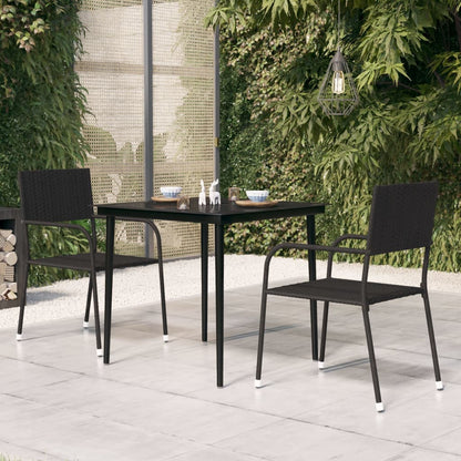 vidaXL Garten-Esstisch Schwarz 80x80x74 cm Stahl und Glas