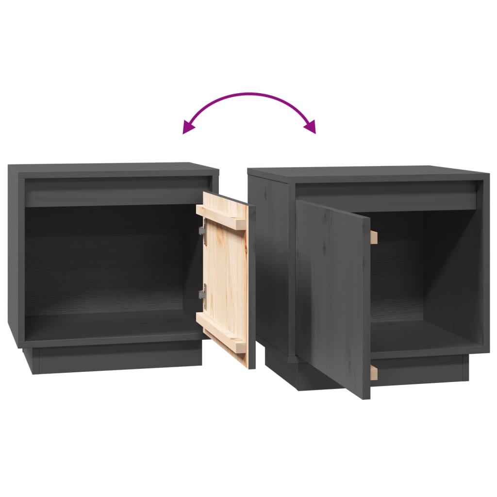 vidaXL Nachttisch Grau 40x30x40 cm Massivholz Kiefer