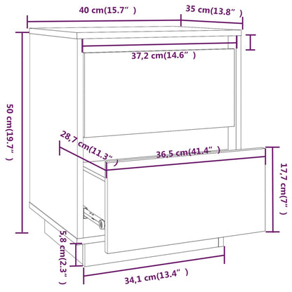 vidaXL Tables de chevet 2 pcs 40x35x50 cm Bois de pin massif