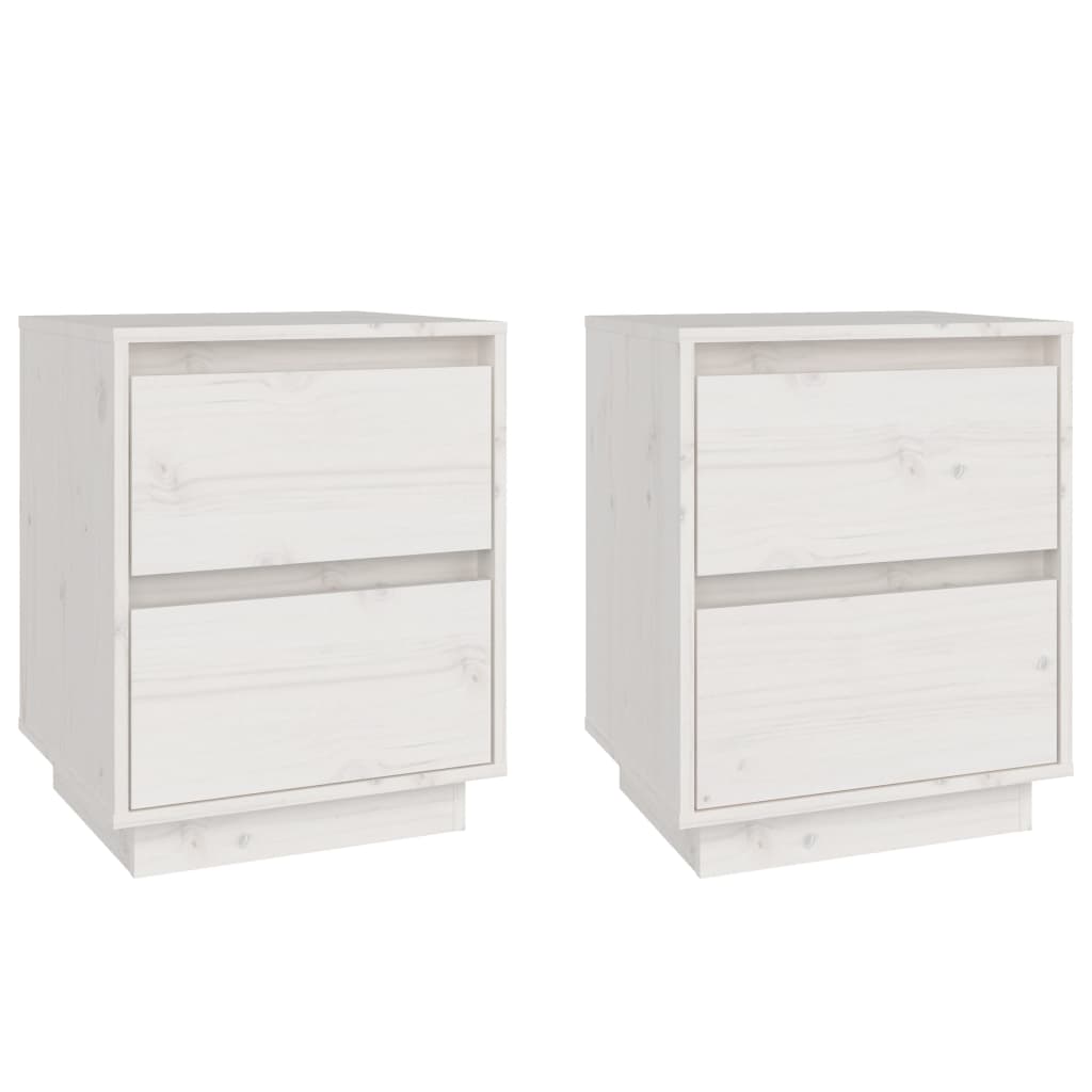 vidaXL Tables de chevet 2 pcs Blanc 40x35x50 cm Bois de pin massif