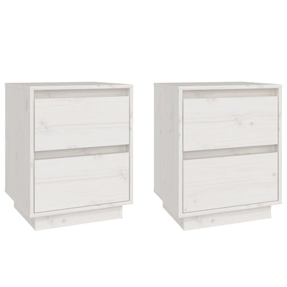 vidaXL Tables de chevet 2 pcs Blanc 40x35x50 cm Bois de pin massif