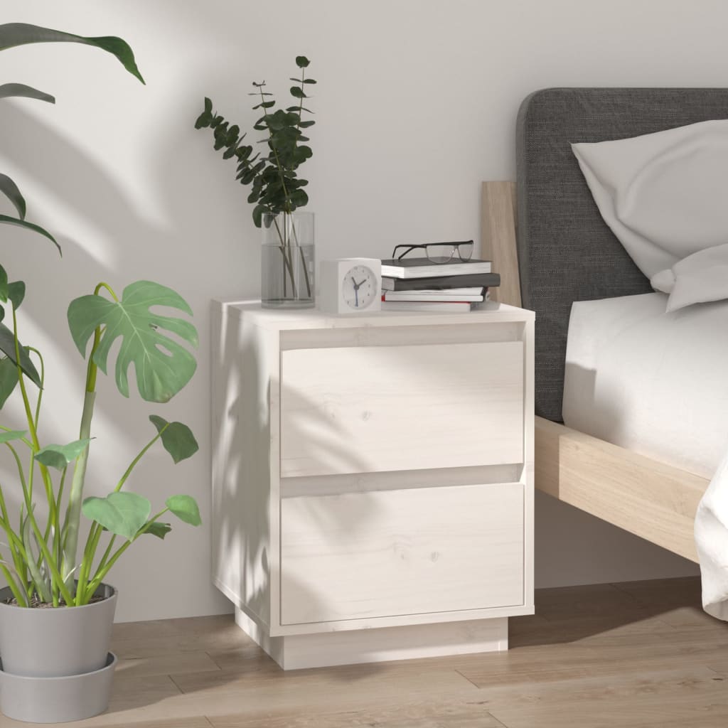 vidaXL Tables de chevet 2 pcs Blanc 40x35x50 cm Bois de pin massif