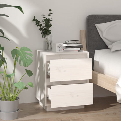 vidaXL Tables de chevet 2 pcs Blanc 40x35x50 cm Bois de pin massif