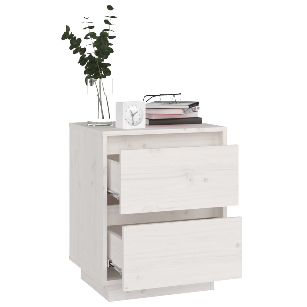 vidaXL Tables de chevet 2 pcs Blanc 40x35x50 cm Bois de pin massif