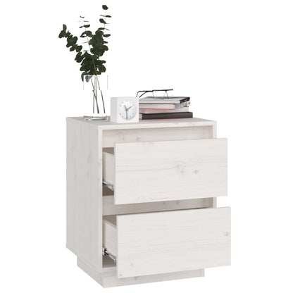 vidaXL Tables de chevet 2 pcs Blanc 40x35x50 cm Bois de pin massif