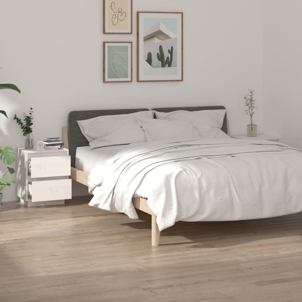 vidaXL Tables de chevet 2 pcs Blanc 40x35x50 cm Bois de pin massif