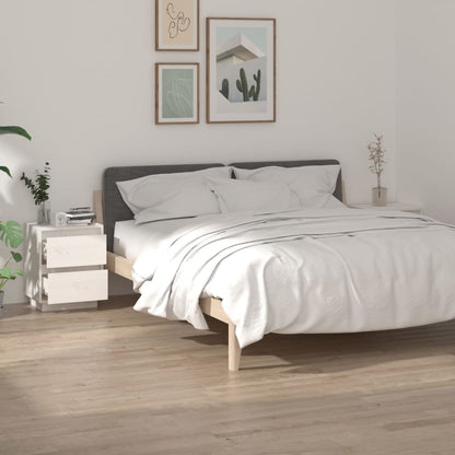 vidaXL Tables de chevet 2 pcs Blanc 40x35x50 cm Bois de pin massif