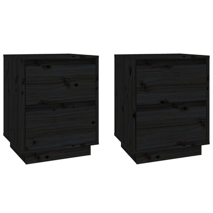 vidaXL Tables de chevet 2 pcs Noir 40x35x50 cm Bois de pin massif
