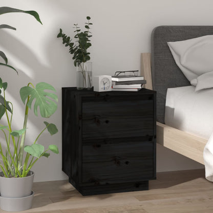 vidaXL Tables de chevet 2 pcs Noir 40x35x50 cm Bois de pin massif