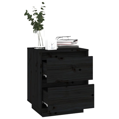 vidaXL Tables de chevet 2 pcs Noir 40x35x50 cm Bois de pin massif