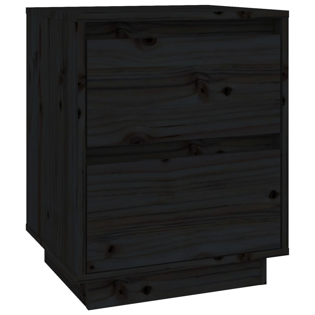 vidaXL Tables de chevet 2 pcs Noir 40x35x50 cm Bois de pin massif