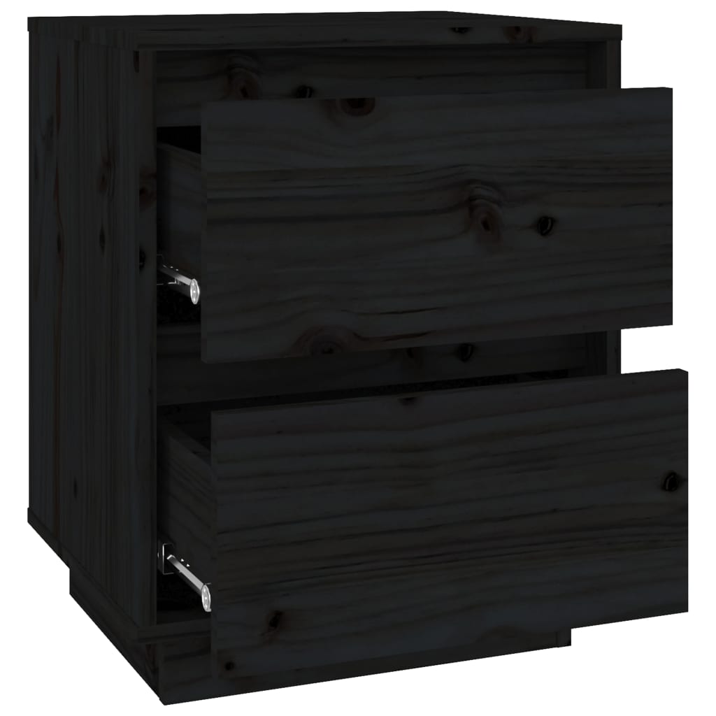 vidaXL Tables de chevet 2 pcs Noir 40x35x50 cm Bois de pin massif