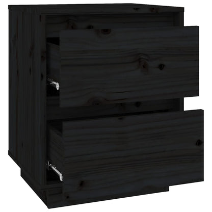 vidaXL Tables de chevet 2 pcs Noir 40x35x50 cm Bois de pin massif