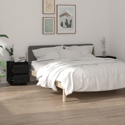 vidaXL Tables de chevet 2 pcs Noir 40x35x50 cm Bois de pin massif