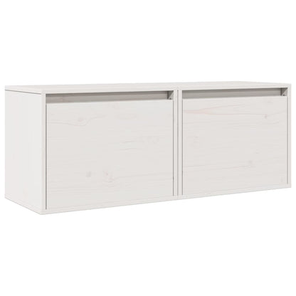 vidaXL Wandschränke 2 Stk. Weiß 45x30x35 cm Massivholz Kiefer