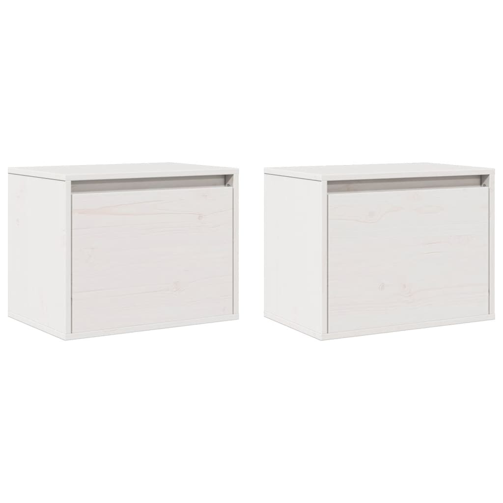 vidaXL Wandschränke 2 Stk. Weiß 45x30x35 cm Massivholz Kiefer