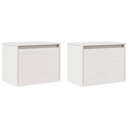 vidaXL Wandschränke 2 Stk. Weiß 45x30x35 cm Massivholz Kiefer
