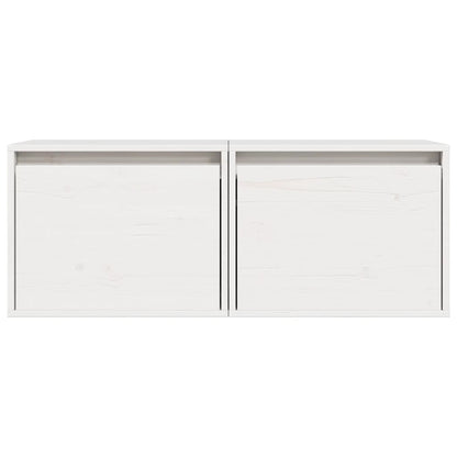 vidaXL Wandschränke 2 Stk. Weiß 45x30x35 cm Massivholz Kiefer