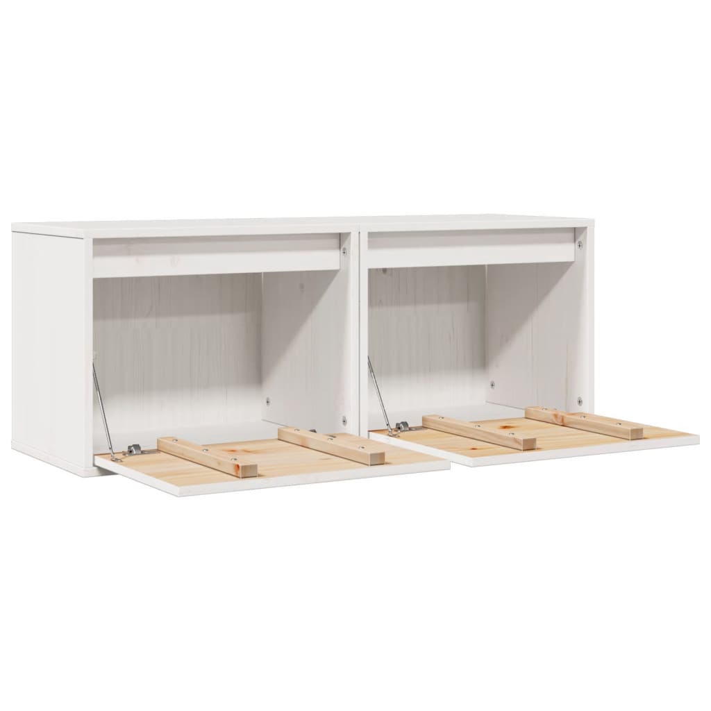 vidaXL Wandschränke 2 Stk. Weiß 45x30x35 cm Massivholz Kiefer