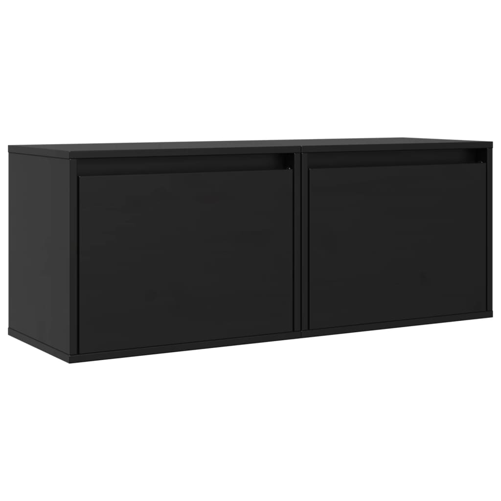 vidaXL Wandschränke 2 Stk. Schwarz 45x30x35 cm Massivholz Kiefer