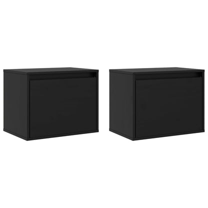 vidaXL Wandschränke 2 Stk. Schwarz 45x30x35 cm Massivholz Kiefer