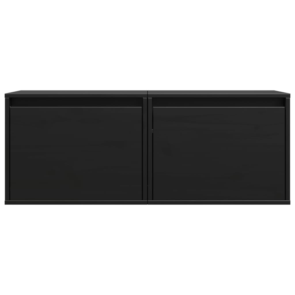vidaXL Wandschränke 2 Stk. Schwarz 45x30x35 cm Massivholz Kiefer