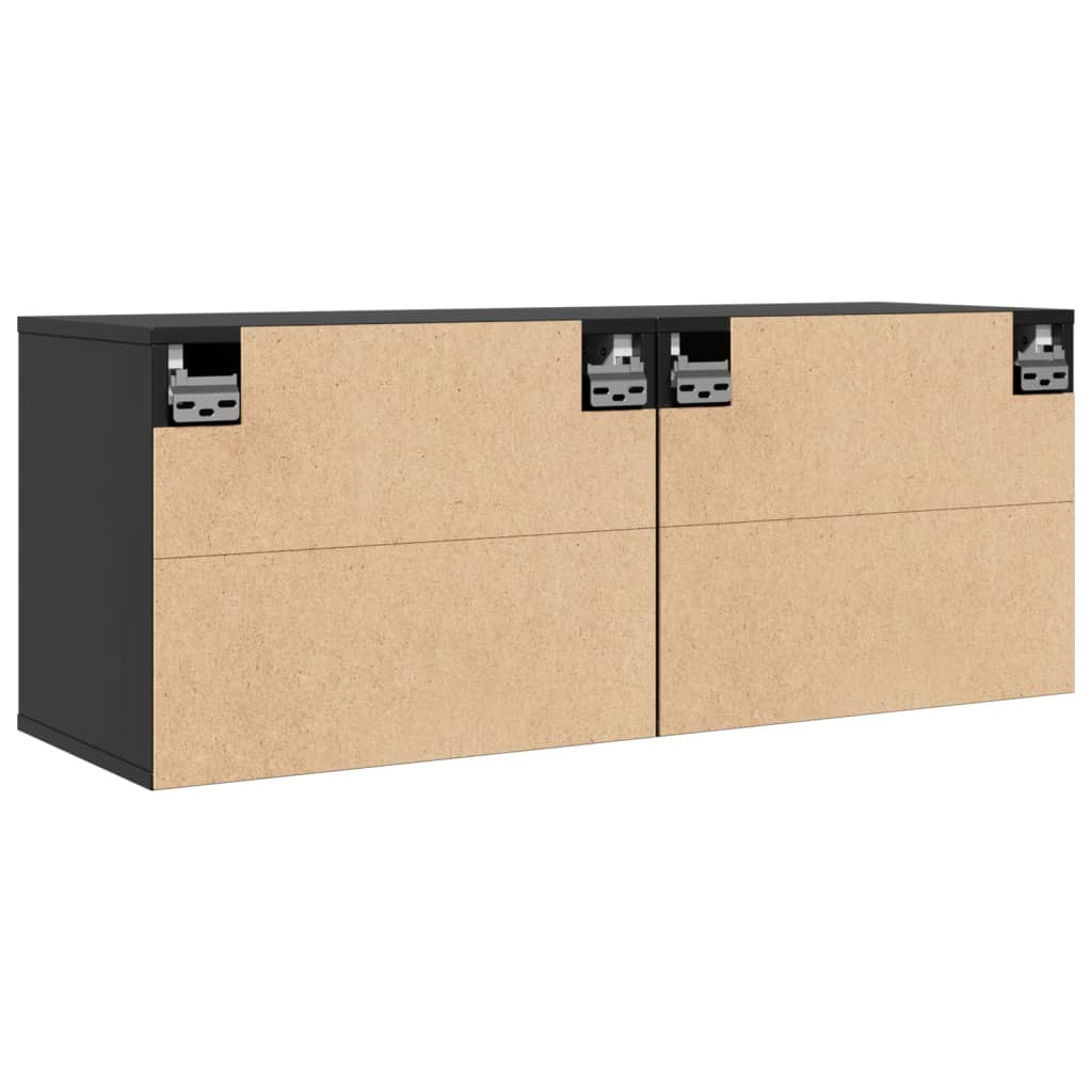 vidaXL Wandschränke 2 Stk. Schwarz 45x30x35 cm Massivholz Kiefer