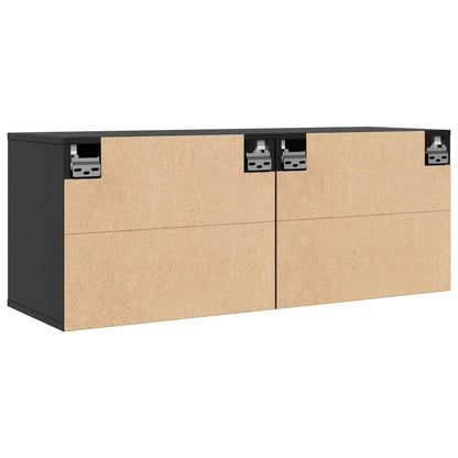 vidaXL Wandschränke 2 Stk. Schwarz 45x30x35 cm Massivholz Kiefer