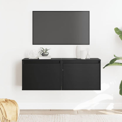 vidaXL Wandschränke 2 Stk. Schwarz 45x30x35 cm Massivholz Kiefer