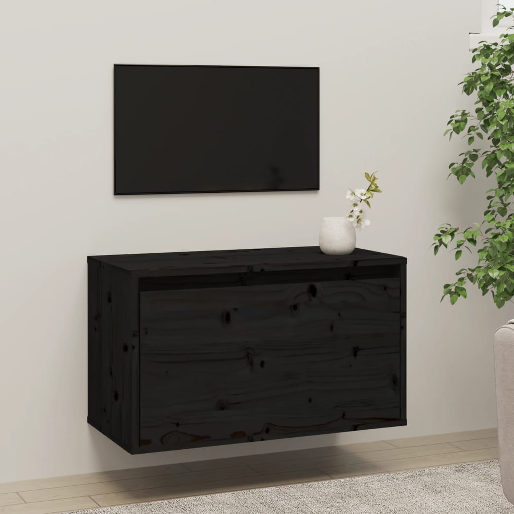 vidaXL Armoire murale noire 60x30x35 cm Bois de pin massif