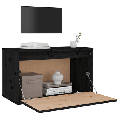 vidaXL Armoire murale noire 60x30x35 cm Bois de pin massif