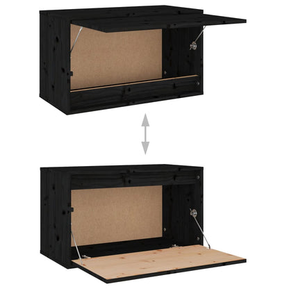 vidaXL Armoire murale noire 60x30x35 cm Bois de pin massif