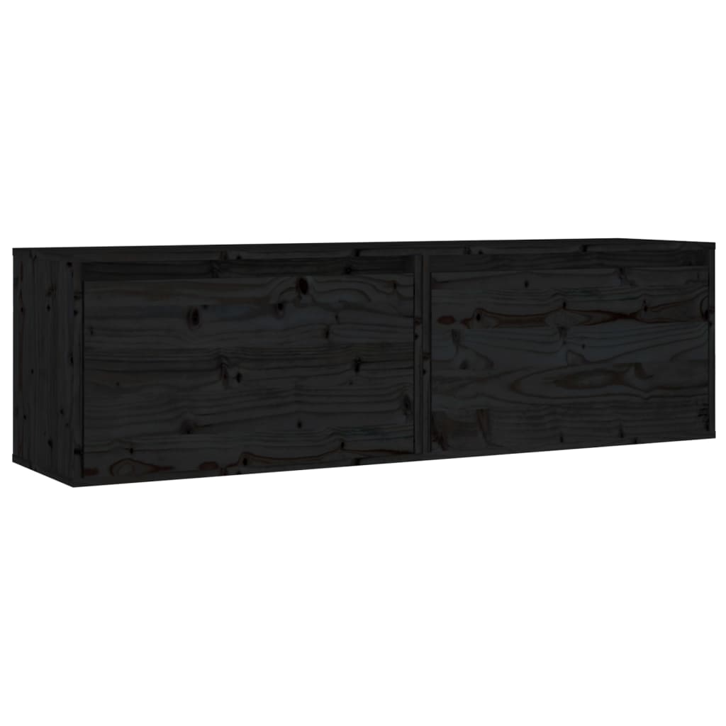 vidaXL Wandschränke 2 Stk. Schwarz 60x30x35 cm Massivholz Kiefer