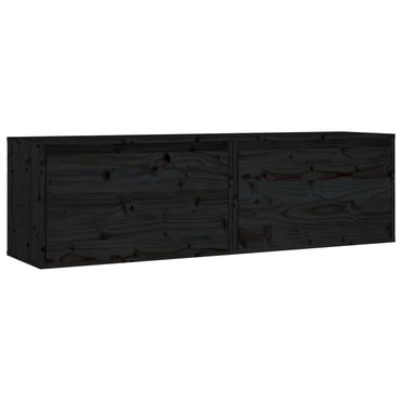 vidaXL Wandschränke 2 Stk. Schwarz 60x30x35 cm Massivholz Kiefer