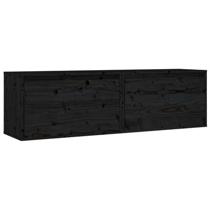 vidaXL Wandschränke 2 Stk. Schwarz 60x30x35 cm Massivholz Kiefer