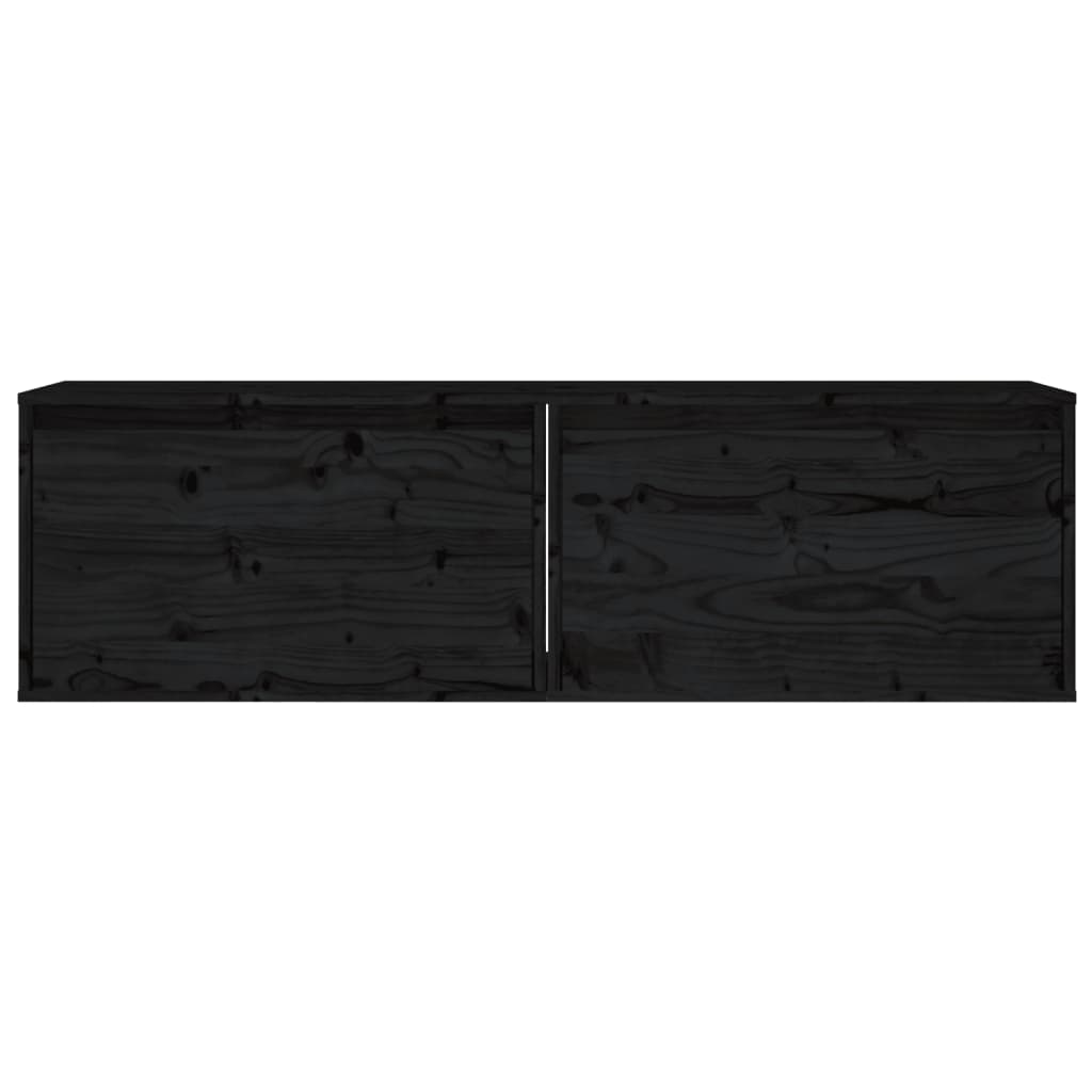 vidaXL Wandschränke 2 Stk. Schwarz 60x30x35 cm Massivholz Kiefer