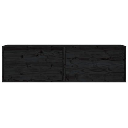 vidaXL Wandschränke 2 Stk. Schwarz 60x30x35 cm Massivholz Kiefer