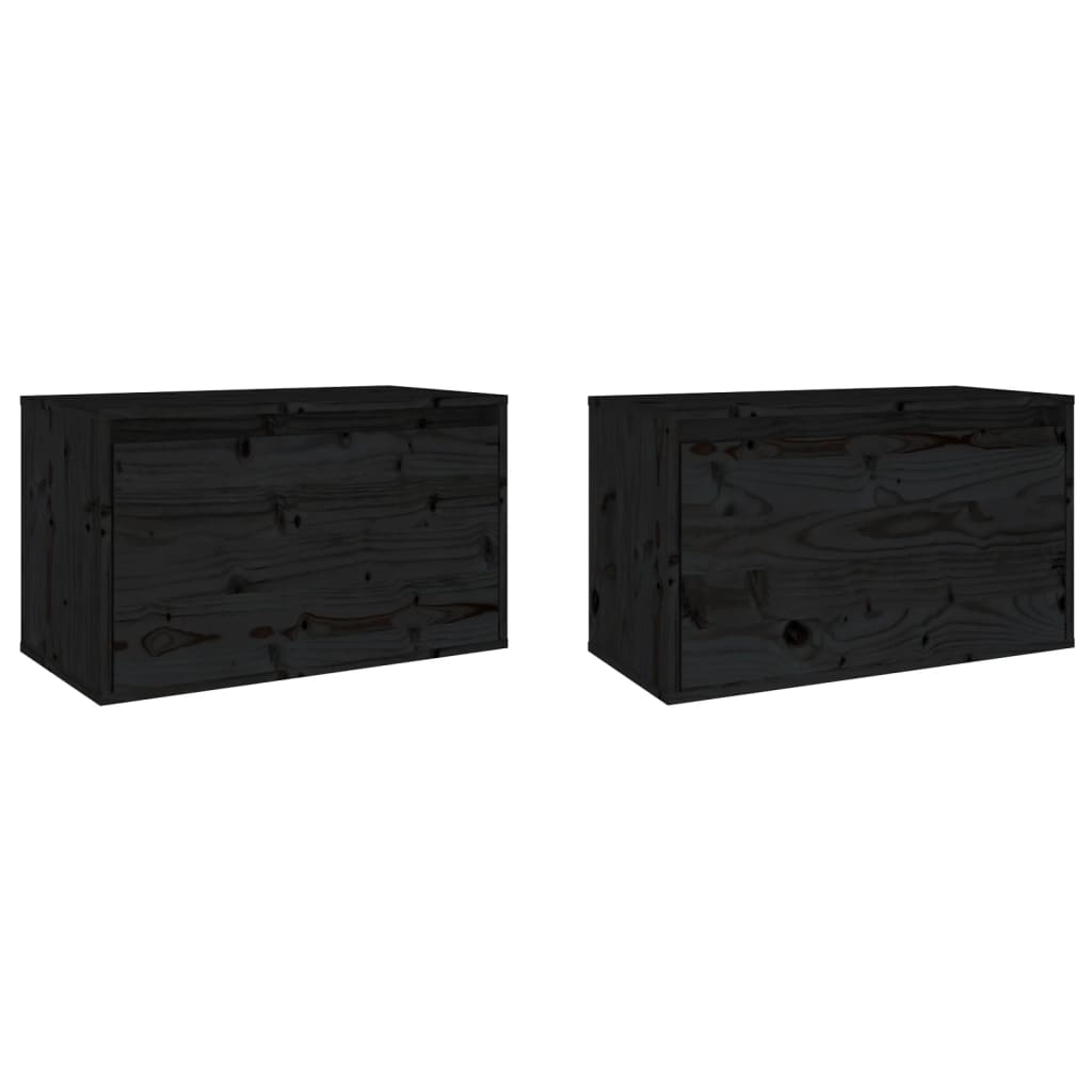 vidaXL Wandschränke 2 Stk. Schwarz 60x30x35 cm Massivholz Kiefer