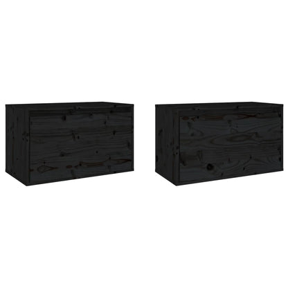 vidaXL Wandschränke 2 Stk. Schwarz 60x30x35 cm Massivholz Kiefer
