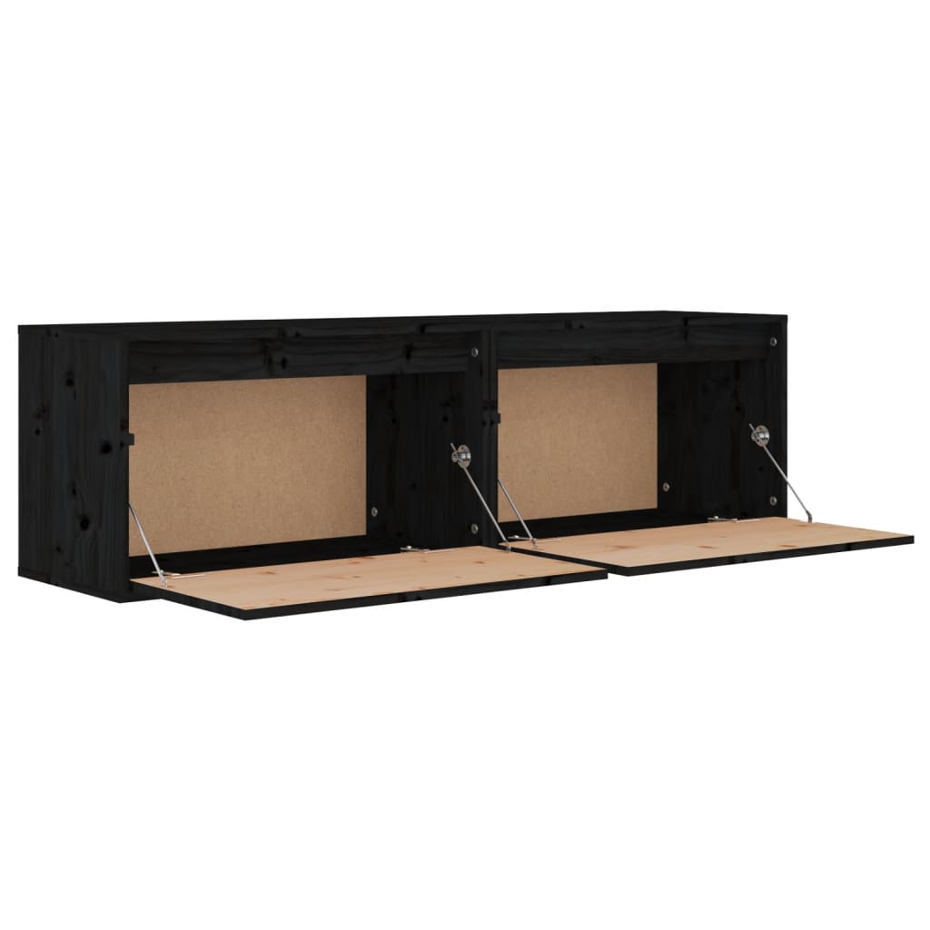vidaXL Wandschränke 2 Stk. Schwarz 60x30x35 cm Massivholz Kiefer