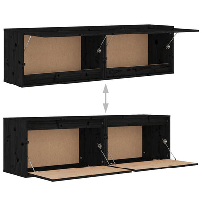 vidaXL Wandschränke 2 Stk. Schwarz 60x30x35 cm Massivholz Kiefer