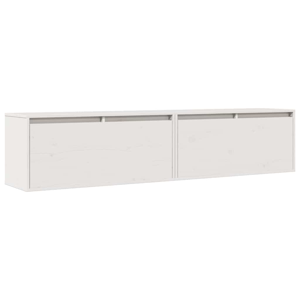 vidaXL Wandschränke 2 Stk. Weiß 80x30x35 cm Massivholz Kiefer