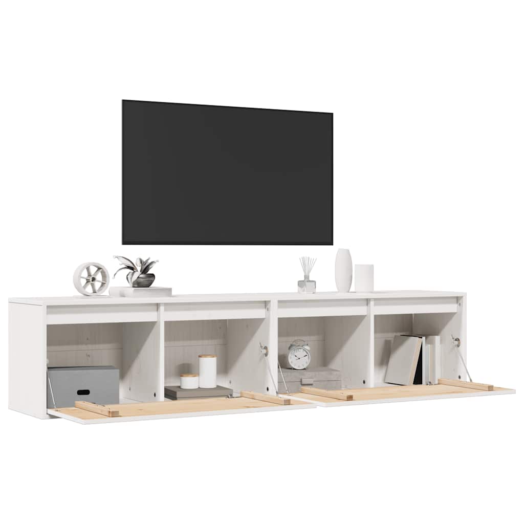 vidaXL Wandschränke 2 Stk. Weiß 80x30x35 cm Massivholz Kiefer