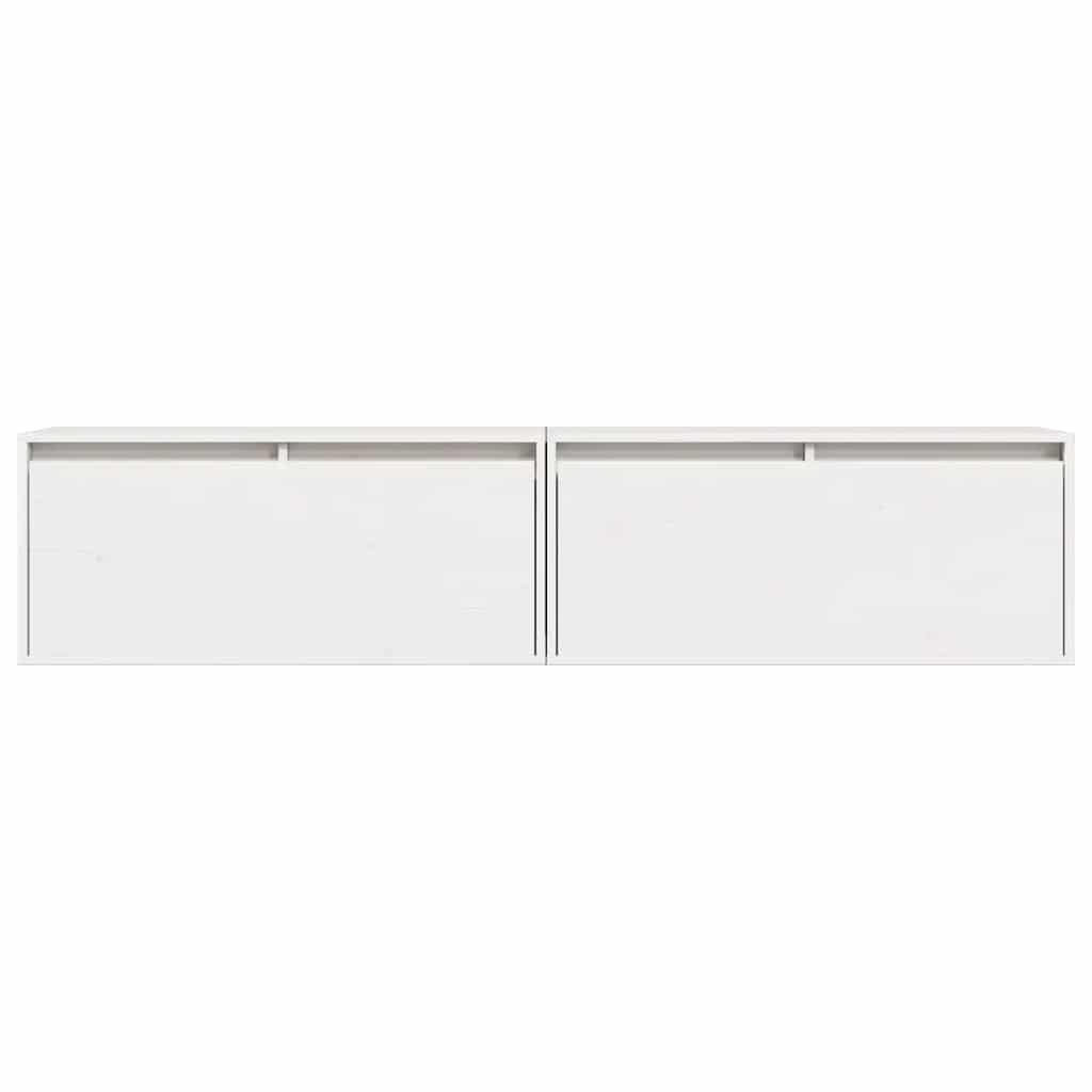 vidaXL Wandschränke 2 Stk. Weiß 80x30x35 cm Massivholz Kiefer